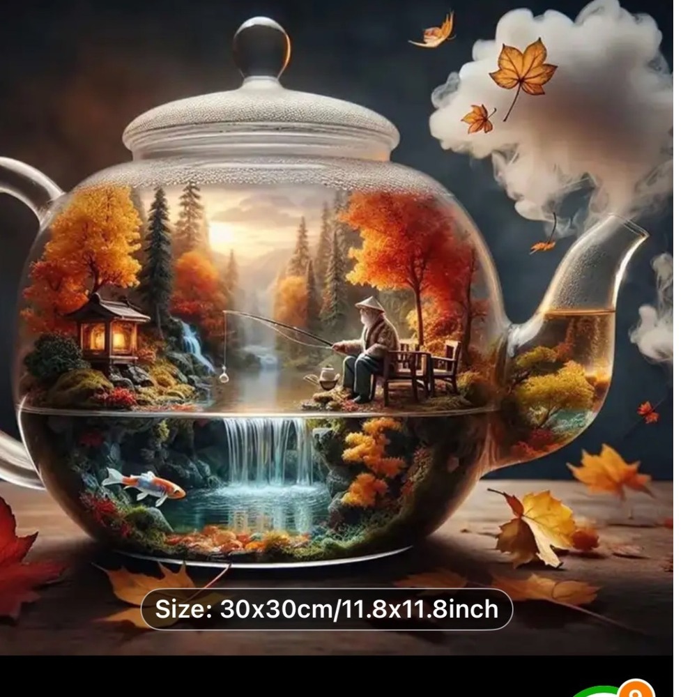 DIY Diamond Painting Kit Teapot Landscape Full Round Drill Art 30X30